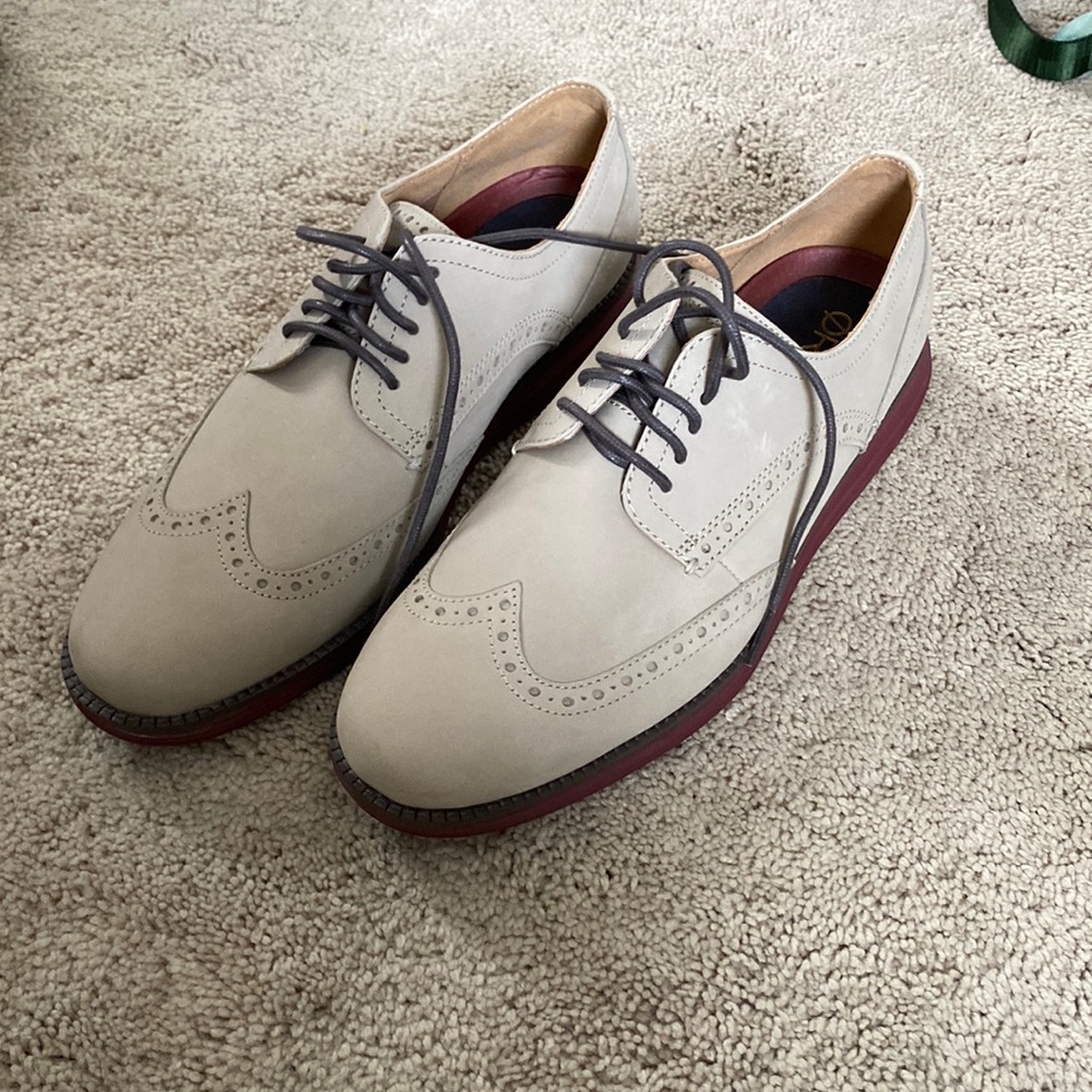 ORIGINAL COLE HAAN LUNARGRAND WING TIP MILKSHAKE BEIGE BROWN sz 9